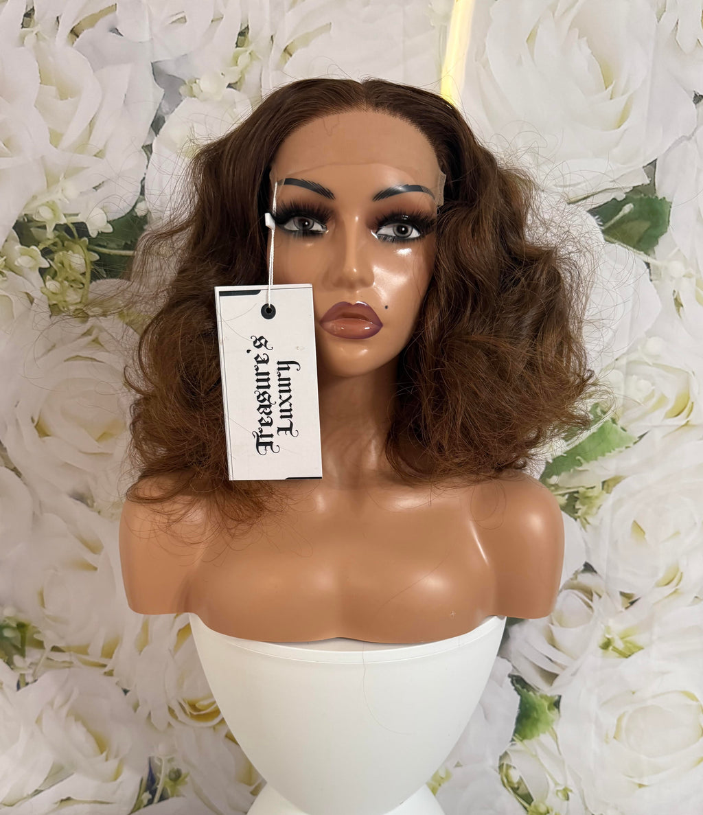 Abike - 12” Chocolate Brown HD Lace Frontal Bob Wig