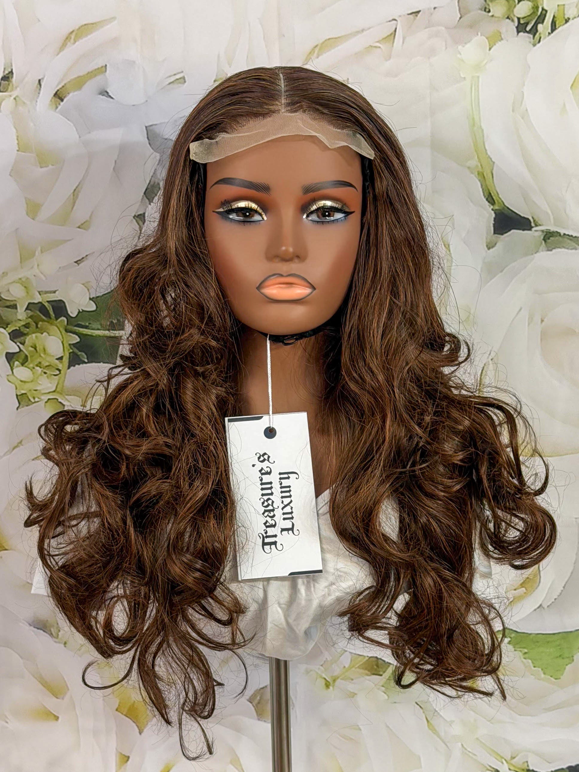 "Chocolate Dream" – 24" HD Lace Frontal Body Wave Human Hair Wig
